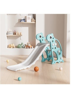 FULL JOY "Children's slide with giraffe design, foldable, with basketball hoop, dimensions 139 × 68 × 31 cm, light green color (Model: FJY-05)."  - Image 1