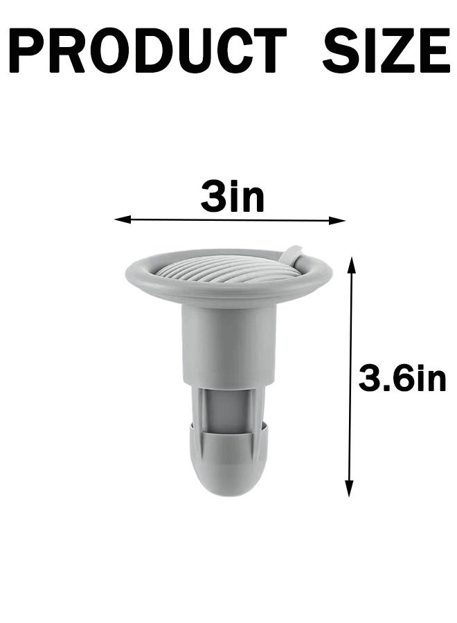 2 أجهزة كمبيوتر شخصية دش أرضية تصريف التدفق العكسي منع، صمام الصرف الصحي مضاد للرائحة النواة إدراج تصريف المكونات الشعر التقاط لمطبخ حمام شرفة (رمادي) - Image 5