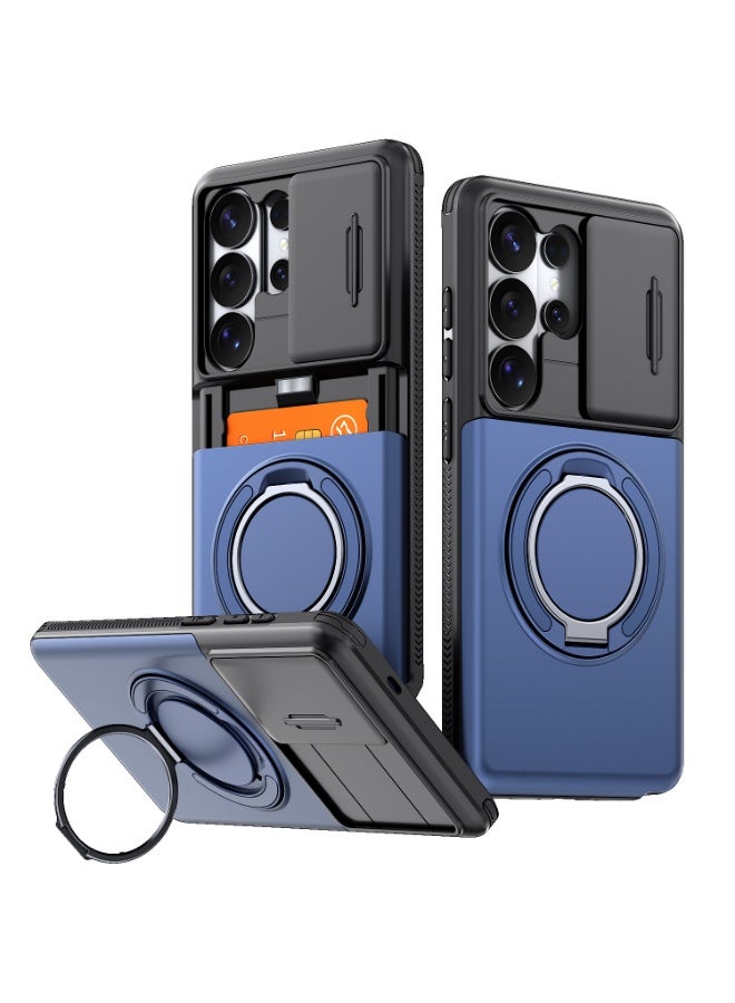 Multifunctional Case for Samsung S23/S24/S25/S26 Ultra with Slide Camera Cover, Magnetic Stand & Card Slot, Shockproof Phone Cover - Image 1