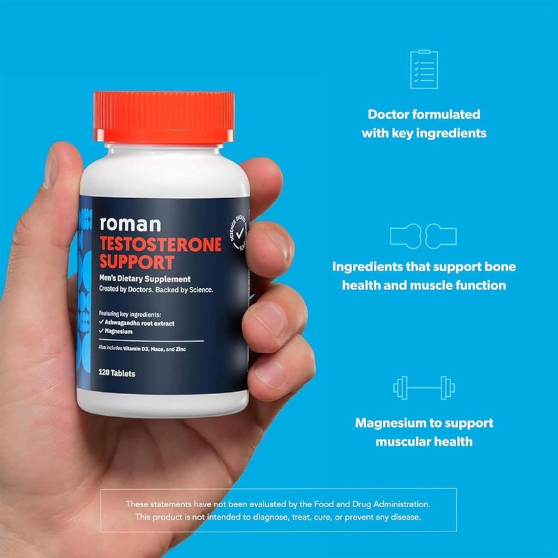 Roman مكمل غذائي يومي لدعم التستوستيرون من رومان مع أشواغاندا والمغنيسيوم 120 قرص - Image 3