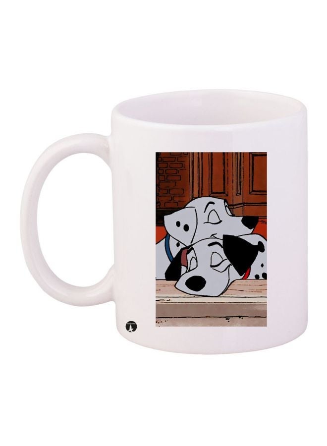 Dog Printed Coffee Mug White/Black/Brown 11ounce