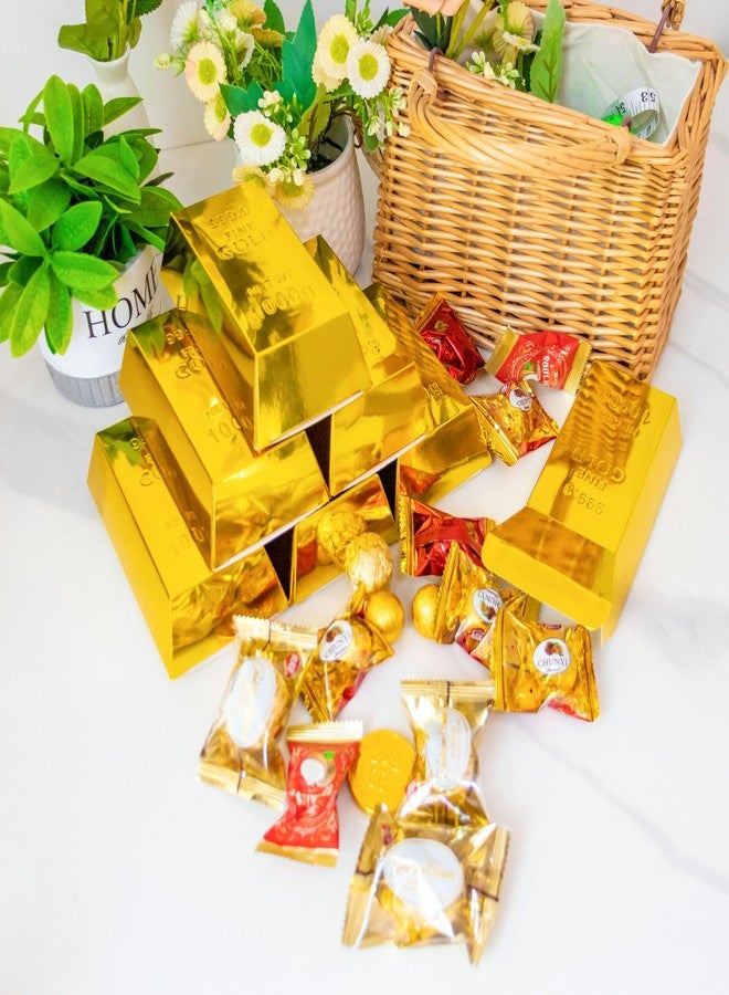 INKNOTE 25 Pcs Gold bar party favor boxes Fake gold bars for Pirate theme party supplies Stage prop Kids gift Bank pretend play (golden) - Image 2