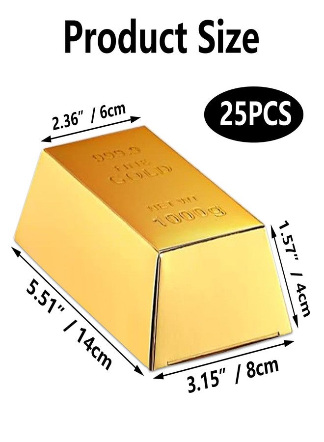 INKNOTE 25 Pcs Gold bar party favor boxes Fake gold bars for Pirate theme party supplies Stage prop Kids gift Bank pretend play (golden) - Image 5