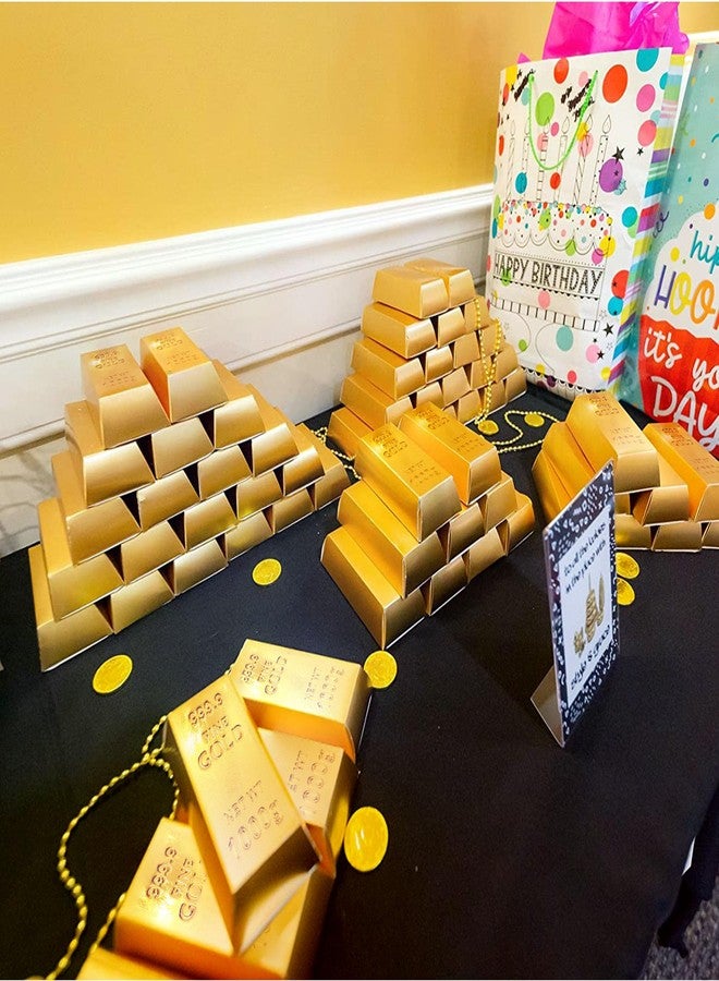 INKNOTE 25 Pcs Gold bar party favor boxes Fake gold bars for Pirate theme party supplies Stage prop Kids gift Bank pretend play (golden) - Image 4