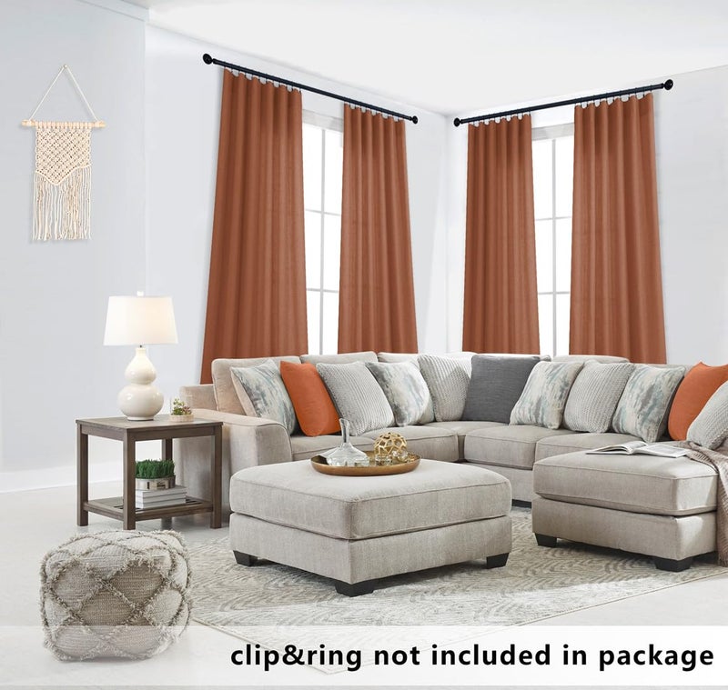 KOUFALL الستائر الصدأ Koufall طولها 96 بوصة لغرفة المعيشة شرير بوهو بوهيميان مزرعة الستائر ريفي الكتان ريفي لغرفة النوم ديكور غريب الأطوار - Image 4