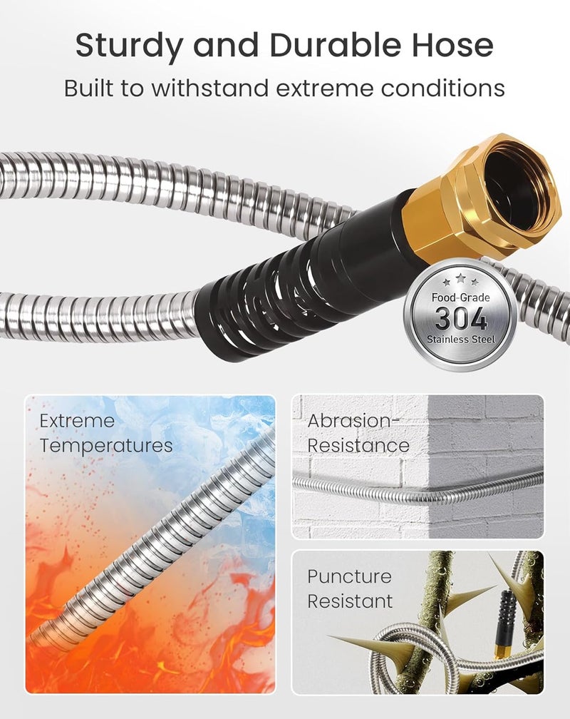 Cesun Short Garden Hose 5 ft, Small Metal Leader Hose, Drinking Water Hose, Flexible, Lightweight Stainless Steel Water Pipe for RV, Outdoor, Yard, 5ft x 5/8", Female to Female - Image 3