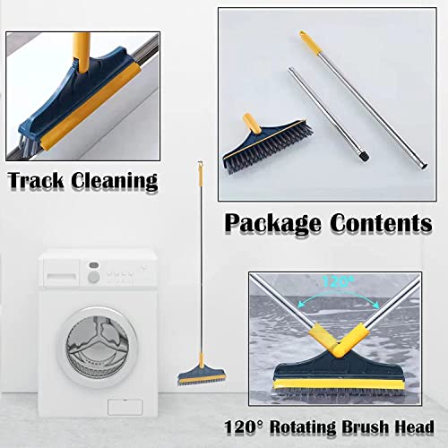 Nubilous Bathroom Cleaning Brush with Wiper 2 in 1 Tiles Cleaning Brush Floor Scrub Bathroom Brush with Long Handle 120° Rotate Bathroom Floor Cleaning Brush Home Kitchen Bathroom Cleaning Accessories - Image 5
