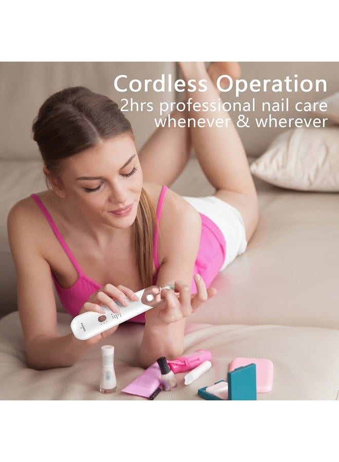 POLAMD Professional Manicure Pedicure Kit, Electric Nail File Set, Cordless Electric Nail Drill Machine, 5 Speeds Hand Foot Care Tool for Nail Grind Trim Polish(White) - Image 3