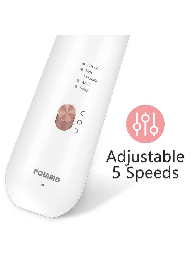 POLAMD Professional Manicure Pedicure Kit, Electric Nail File Set, Cordless Electric Nail Drill Machine, 5 Speeds Hand Foot Care Tool for Nail Grind Trim Polish(White) - Image 4