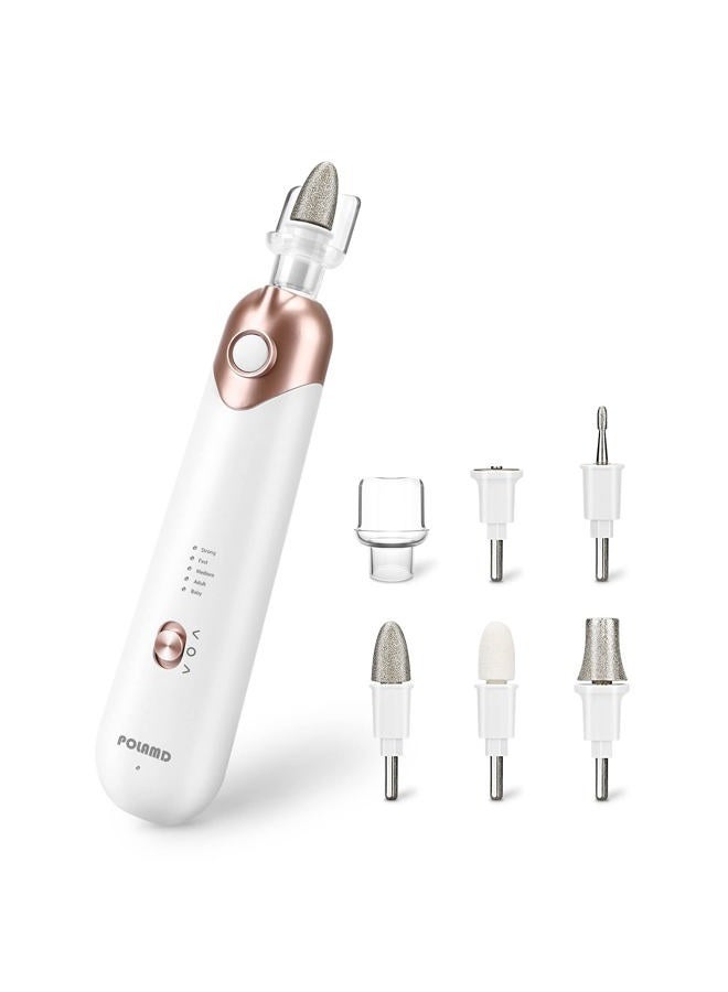 POLAMD Professional Manicure Pedicure Kit, Electric Nail File Set, Cordless Electric Nail Drill Machine, 5 Speeds Hand Foot Care Tool for Nail Grind Trim Polish(White) - Image 1