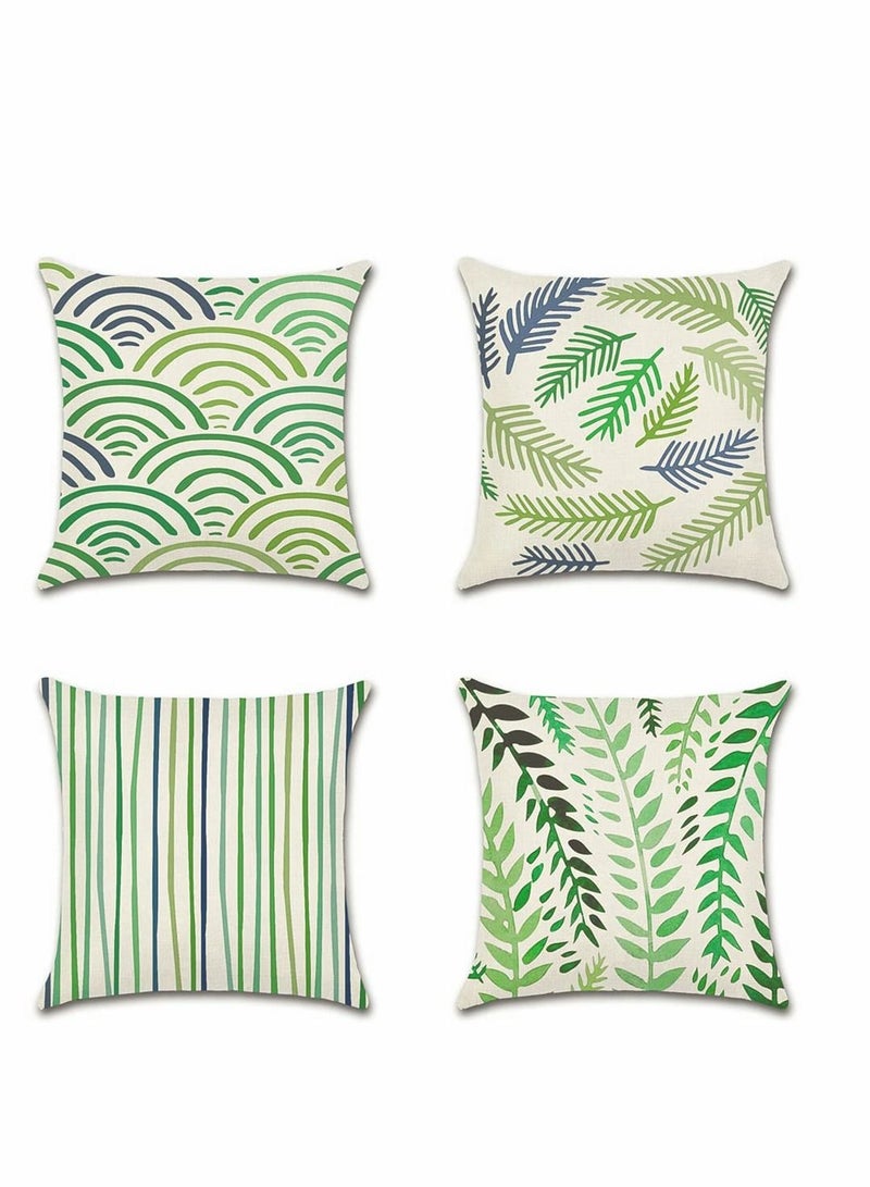 SYOSI Throw Pillow Covers, 18 x 18 Pack of 4, Green Flower Spring Decorative Linen Cushion Covers for Livingroom, Farmhouse Outdoor Modern Pillow Cases for Sofa Couch Chair Bed - Image 1