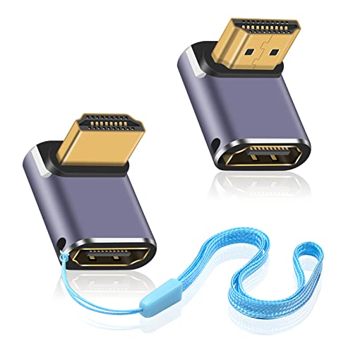 Duttek 8K HDMI 90 Degree Adapter, Up&Down 90 Degree HDMI Connector (48Gbps, 8K@60Hz, 4K@240Hz, Male to Female) 270 Degree and 90 Degree Adapter for Laptop,DVD,TV, Monitors (2 Pack) - Image 1