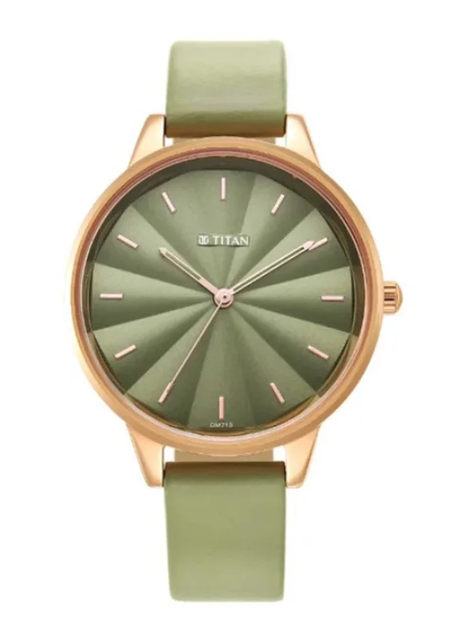 تيتان Neo Green Dial Leather Strap Watch for Women