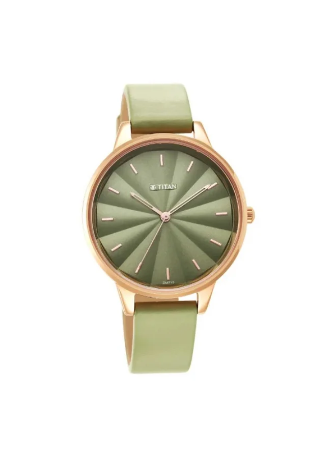 تيتان Neo Green Dial Leather Strap Watch for Women