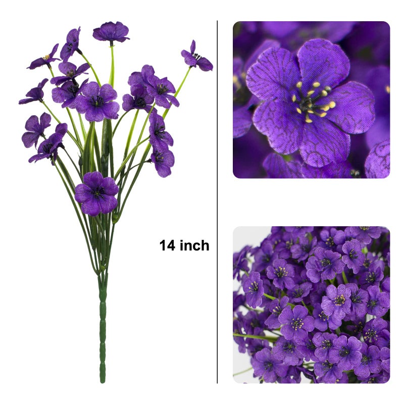 LANKAMO 15 Bundles Artificial Flowers Fake Silk Flowers Outdoor UV Resistant Faux Flowers Plastic Fabric Greenery Plants for Hanging Planter Kitchen Home Office Wedding Garden Decorationï¼ˆPurpleï¼‰ - Image 4