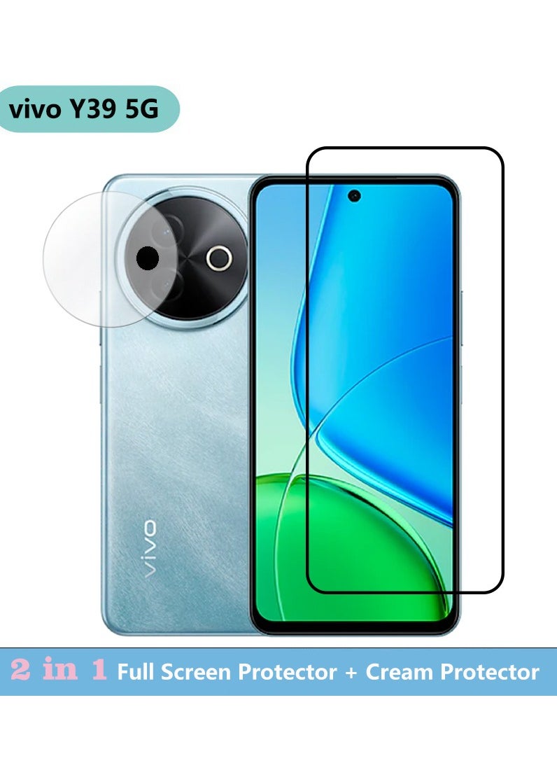 واقي شاشة 2 في 1 وواقي كاميرا لهاتف Vivo Y39 5G - غطاء شفاف عالي التغطية لحماية كاملة من الخدوش والصدمات