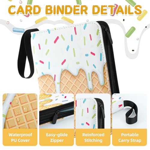 Jaloro Ice Cream Drip Baseball Card Binder Trading Card Binder Portable Collector Cardholder Baseball Album Case for Boys Sports Game Supplies(Ice Cream,White,440 Pocket) - Image 3