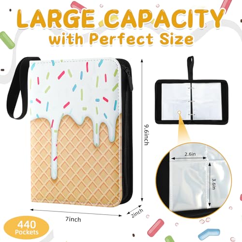 Jaloro Ice Cream Drip Baseball Card Binder Trading Card Binder Portable Collector Cardholder Baseball Album Case for Boys Sports Game Supplies(Ice Cream,White,440 Pocket) - Image 2