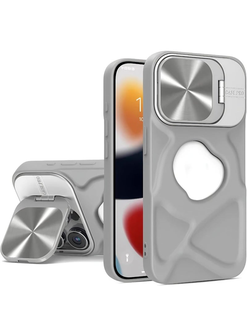 Case Compatible with iPhone 12 Pro - Invisible Lens Protection Cover Military Grade Phone Case - Foldable Stand Function - Magnetic Wireless Charging Phone Case (Gray)