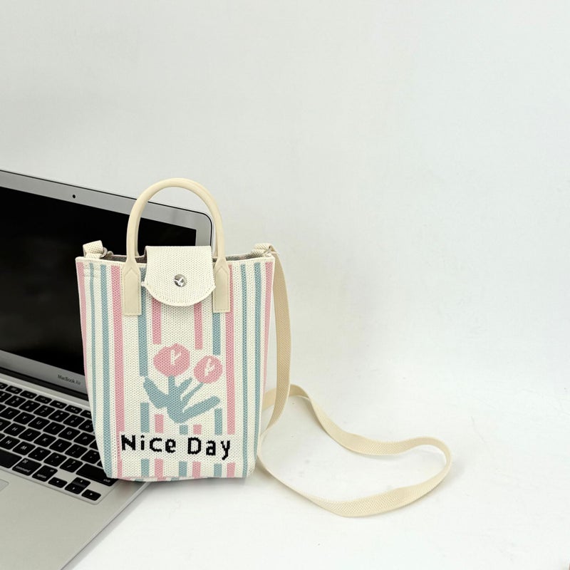 High-End Ins Internet-Famous Knitted Handbag Mobile Phone Bag Personalized Fashion Clutch Bag Women'S Niche All-Match Dumpling Bag - Image 1