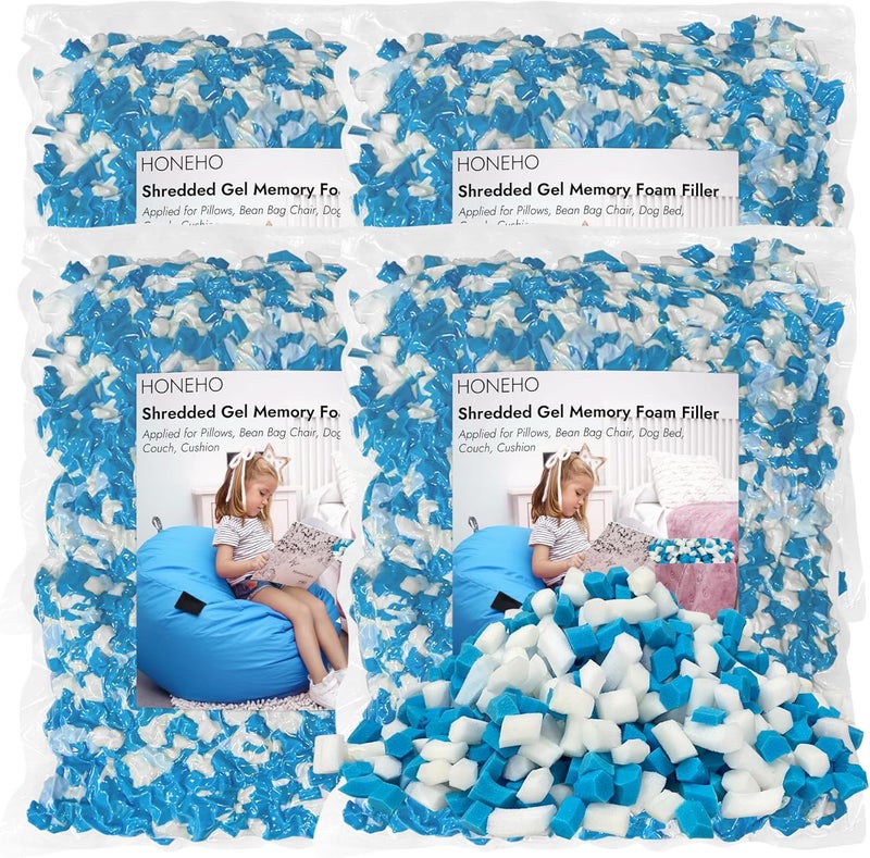 HONEHO 8.8KG Shredded Gel Memory Foam Filling, Comfortable and Soft Bean Bag Chair Filler, Memory Foam Stuffing for Cooling Pillow, Beanbag, Stuffed Animal, Dog Bed, Couch Cushion - Image 1