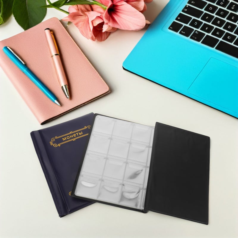 2pcs Collection Album: Transparent 120 Pockets Vintage PU Cover 28mm Holder Book Organizer Collecting Book for Collectors - Image 3