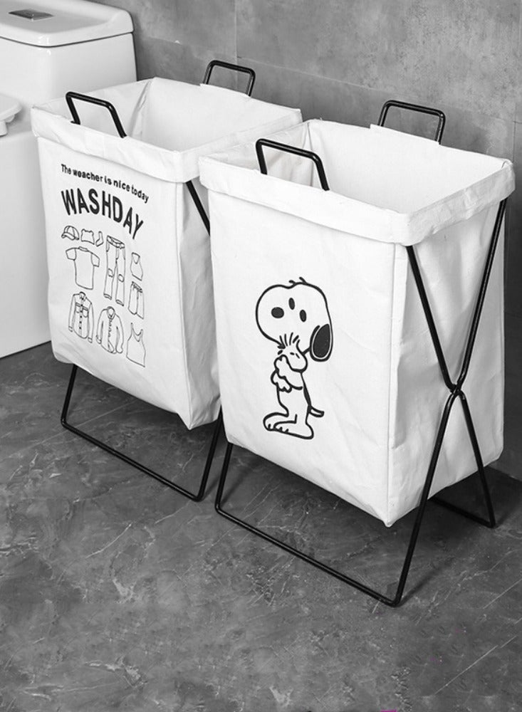 Laundry Bag With Steel Stand White 35x25x55cm - Image 2