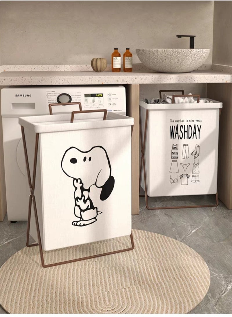 Laundry Bag With Steel Stand White 35x25x55cm - Image 5