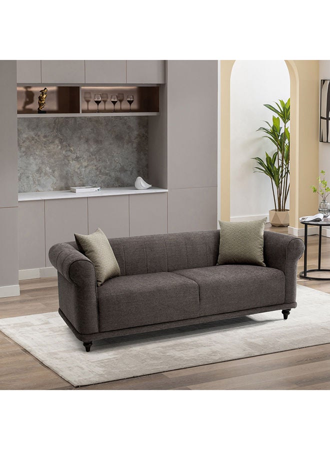 Home Box Oshawa 2-Seater Fabric Sofa with 2 Cushions 86 x 75 x 188 cm Grey - Image 1
