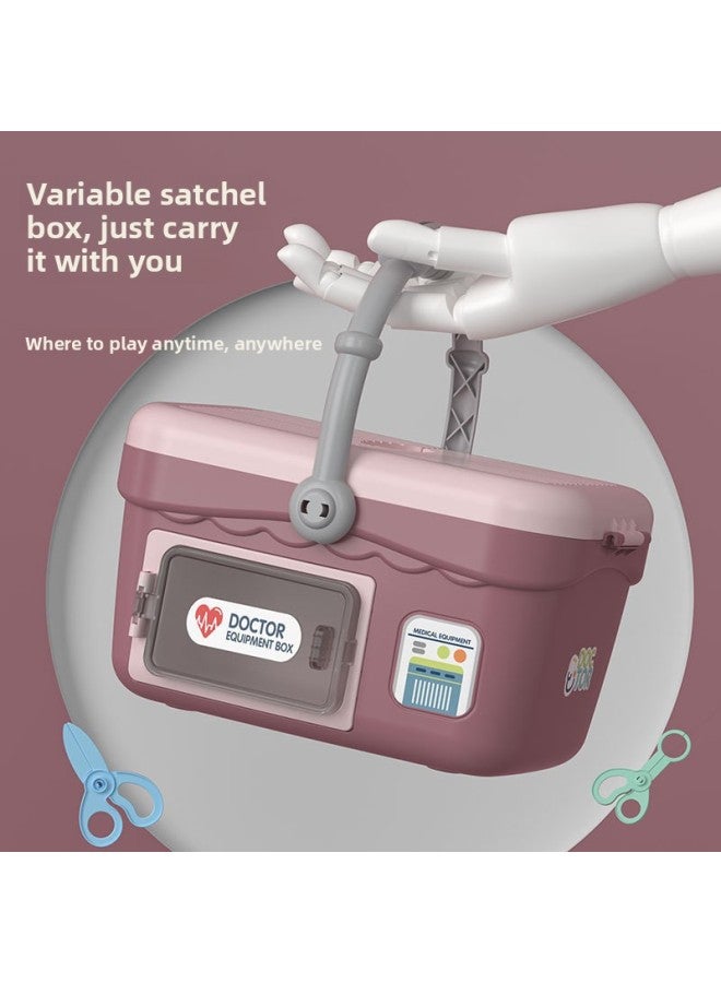 مجموعة متعددة الوظائف للطبيب والممرضة وحقن سماعة الطبيب وحقيبة طبية محمولة للأطفال يلعبون في المنزل - اللون: مجموعة طبية متعددة الوظائف (أحمر) - Image 4