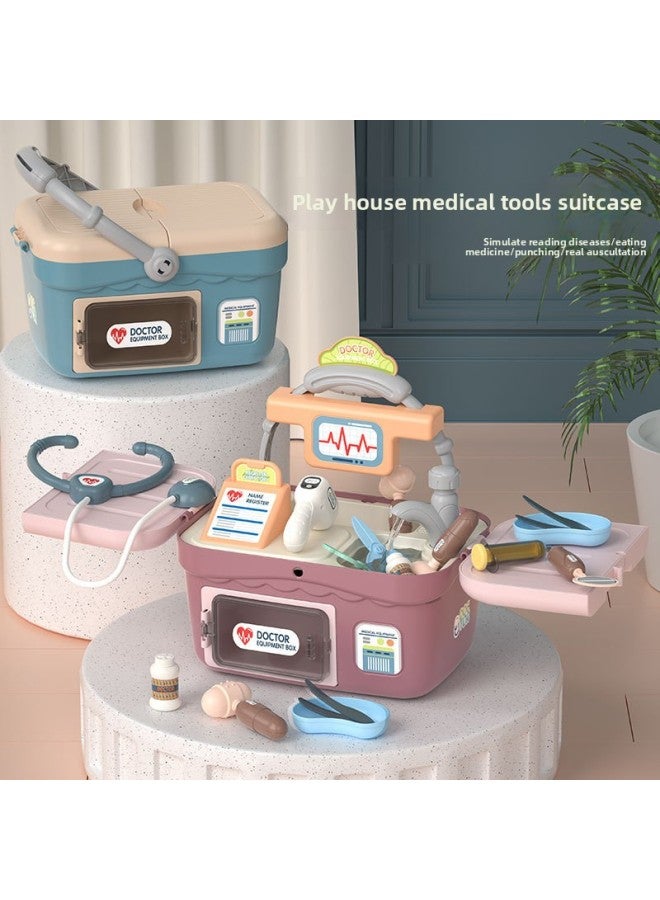 مجموعة متعددة الوظائف للطبيب والممرضة وحقن سماعة الطبيب وحقيبة طبية محمولة للأطفال يلعبون في المنزل - اللون: مجموعة طبية متعددة الوظائف (أحمر) - Image 2