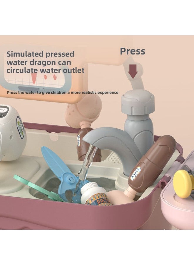 مجموعة متعددة الوظائف للطبيب والممرضة وحقن سماعة الطبيب وحقيبة طبية محمولة للأطفال يلعبون في المنزل - اللون: مجموعة طبية متعددة الوظائف (أحمر) - Image 3