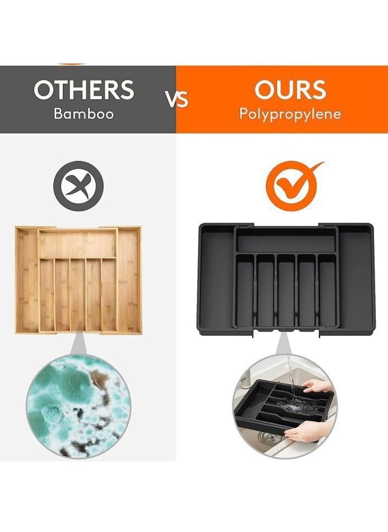 Cozy Nest - Adjustable Cutlery Storage Holder Expandable Tableware & Silverware Organizer BPA-Free Drawer Tray for Utensils Space-Saving with Dividers for Spoons Forks Knives - Image 1