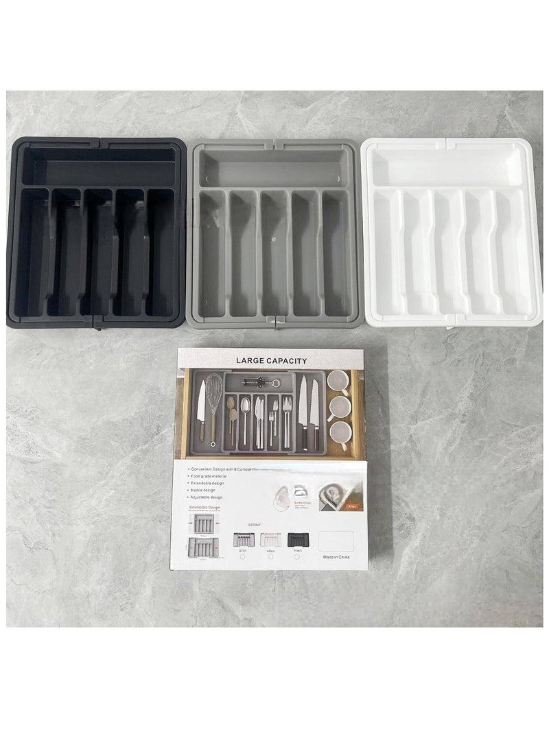 Cozy Nest - Adjustable Cutlery Storage Holder Expandable Tableware & Silverware Organizer BPA-Free Drawer Tray for Utensils Space-Saving with Dividers for Spoons Forks Knives - Image 1