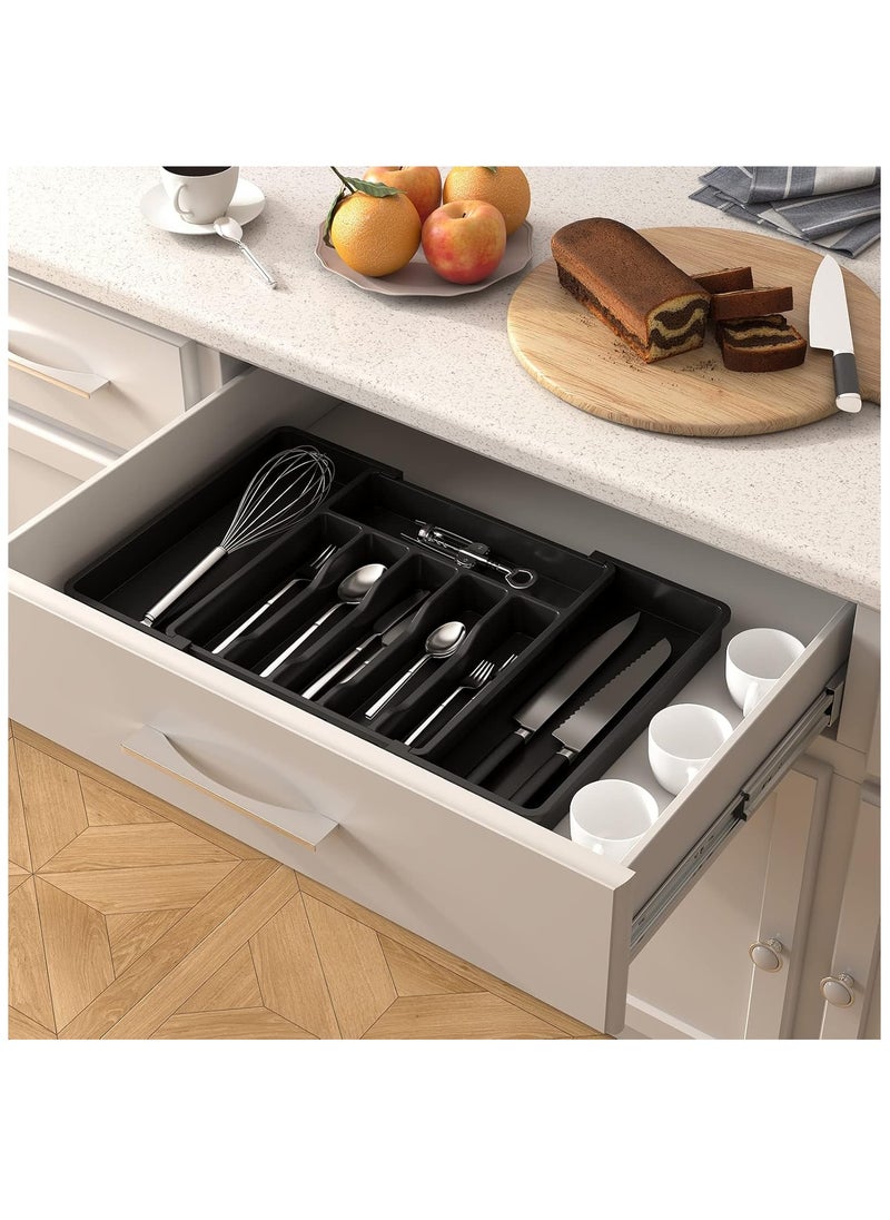 Cozy Nest - Adjustable Cutlery Storage Holder Expandable Tableware & Silverware Organizer BPA-Free Drawer Tray for Utensils Space-Saving with Dividers for Spoons Forks Knives - Image 1