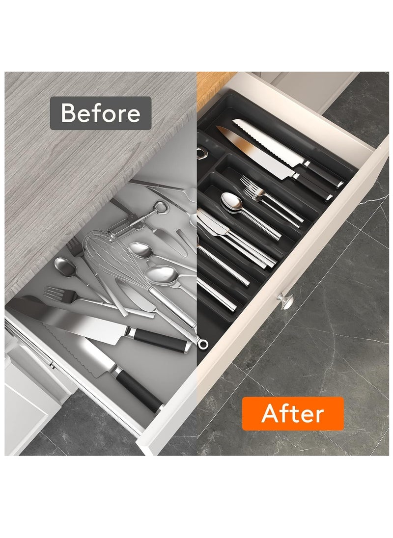 Cozy Nest - Adjustable Cutlery Storage Holder Expandable Tableware & Silverware Organizer BPA-Free Drawer Tray for Utensils Space-Saving with Dividers for Spoons Forks Knives - Image 1