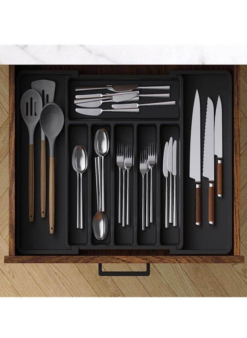 Cozy Nest - Adjustable Cutlery Storage Holder Expandable Tableware & Silverware Organizer BPA-Free Drawer Tray for Utensils Space-Saving with Dividers for Spoons Forks Knives - Image 1