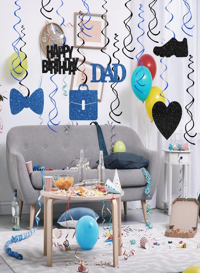 Maicaiffe Happy Birthday Dad Hanging Swirl Decorations - Glitter 18 Pcs Best Dad Ever Party Supplies - Men Birthday Streamers - Father's Day Party Foil Swirls Ceiling Decorations - Image 5