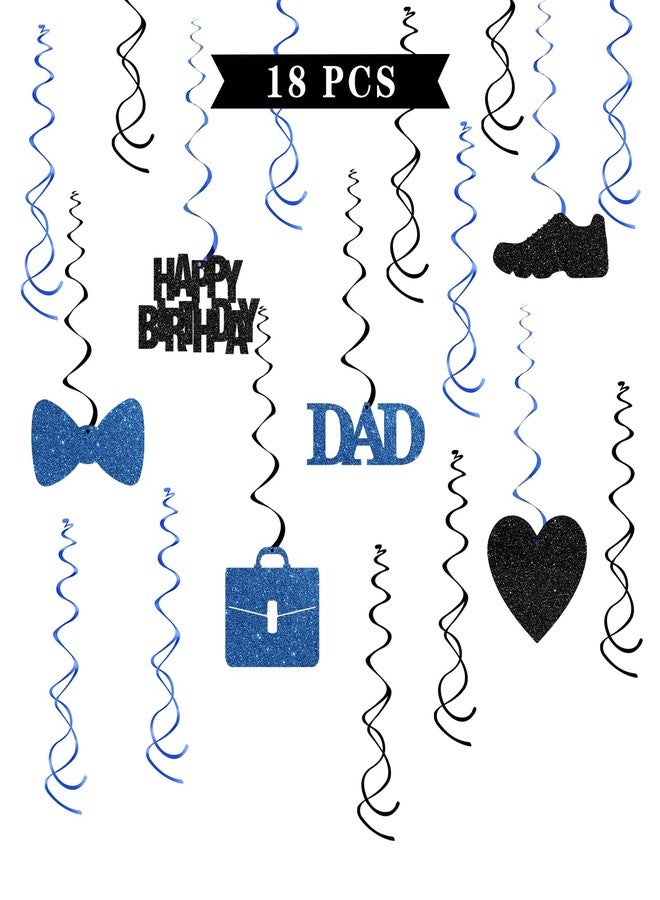 Maicaiffe Happy Birthday Dad Hanging Swirl Decorations - Glitter 18 Pcs Best Dad Ever Party Supplies - Men Birthday Streamers - Father's Day Party Foil Swirls Ceiling Decorations - Image 1