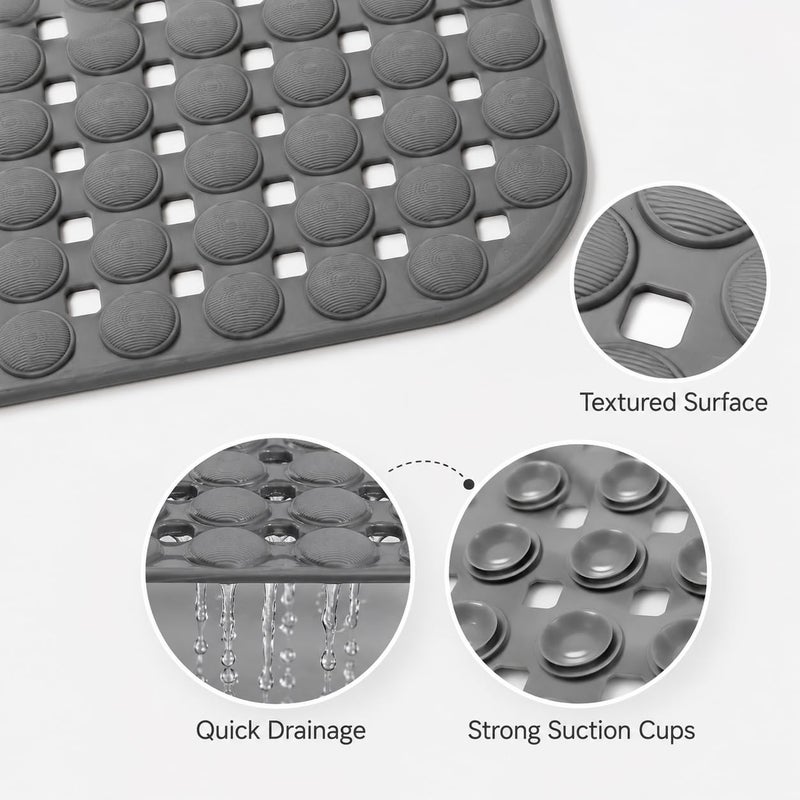 Anti-Slip Bath Mat with Suction Cups, Quick Dry PVC Shower Mat for Bathroom and Bathtub, Random Assorted Colors White,Beige,Black or Gray - Image 4