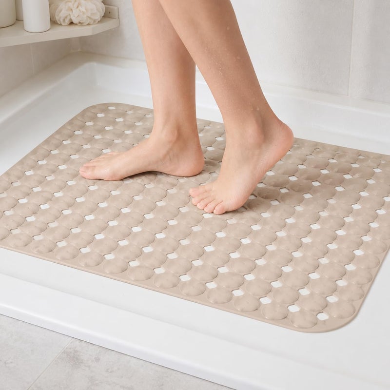 Anti-Slip Bath Mat with Suction Cups, Quick Dry PVC Shower Mat for Bathroom and Bathtub, Random Assorted Colors White,Beige,Black or Gray - Image 1