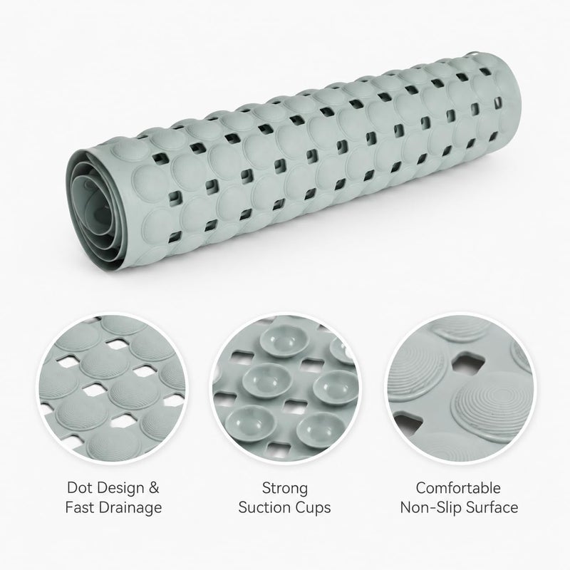 Anti-Slip Bath Mat with Suction Cups, Quick Dry PVC Shower Mat for Bathroom and Bathtub, Random Assorted Colors White,Beige,Black or Gray - Image 2