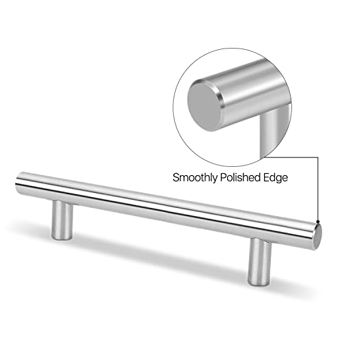 Flexzion 1 Pack Kitchen Cabinet Handles Silver Drawer Pulls 7 inch, 5 inch Hole Center, Stainless Steel T Bar with Satin Brushed Nickel, Hardware for Kitchen Cupboard Door Bathroom Furniture - Image 2