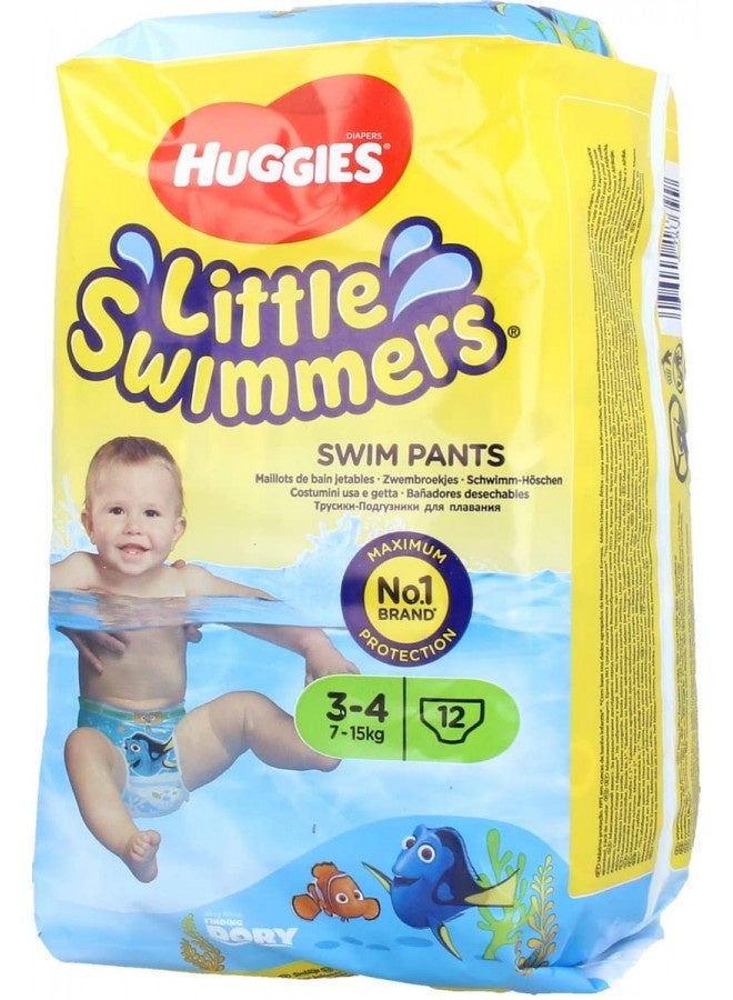 HUGGIES حفاضات السباحة القابلة للتصرف من هاجيز ليتل سويمرز، صغيرة، 12-عدد - وردي/أزرق - Image 2
