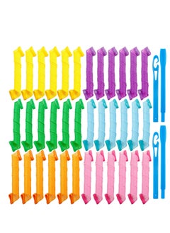 36 Pieces No Heat Hair Curlers Spiral Curl Styling Kit Spiral Curlers Hair Roller Curler for Extra Long Hair Most Kinds of Hairstyles (Pink, Blue, Yellow, Green, Orange, Purple, 30 cm/ 12 Inch)
