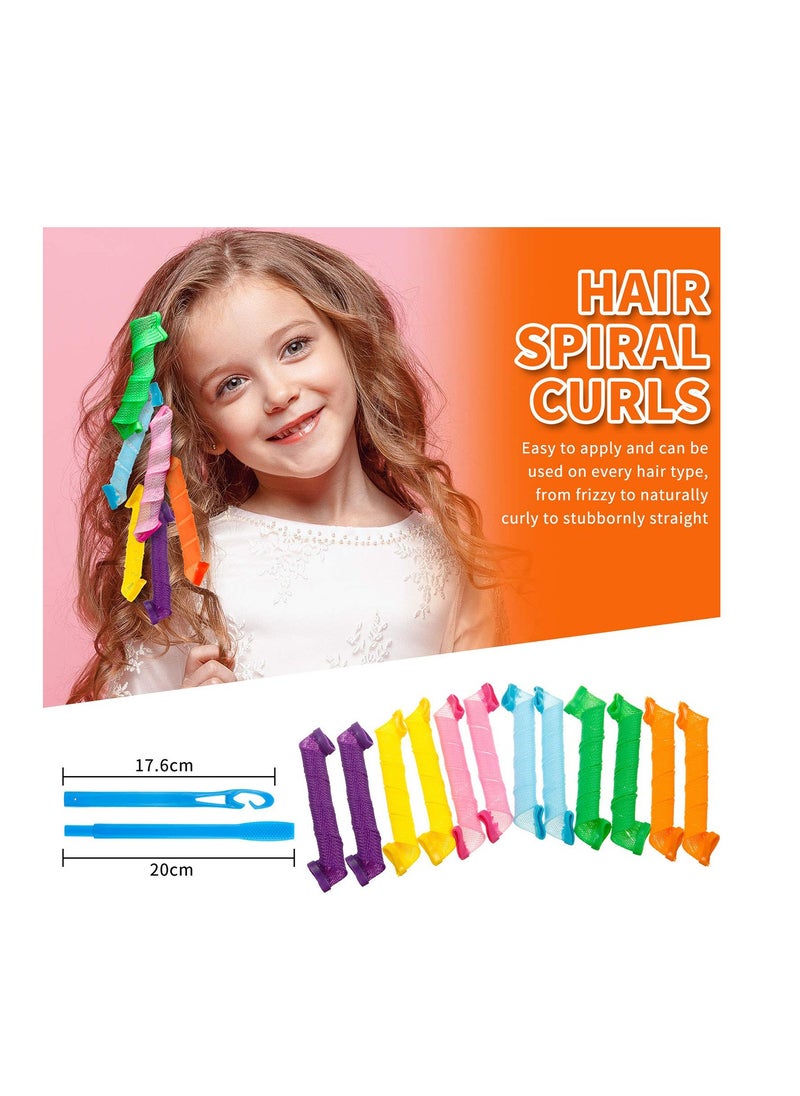 SYOSI - 36 Pieces No Heat Hair Curlers Spiral Curl Styling Kit Spiral Curlers Hair Roller Curler for Extra Long Hair Most Kinds of Hairstyles (Pink, Blue, Yellow, Green, Orange, Purple, 30 cm/ 12 Inch) - Image 1