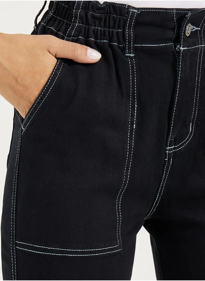 Styli Contrast Stitch Mom Fit Jeans