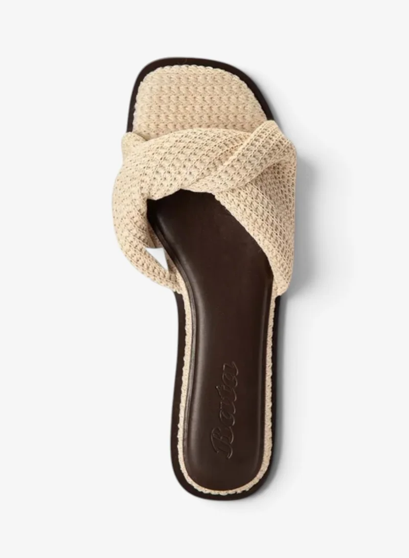 Bata White Textured Slide Sandals for Women | Best Price UAE