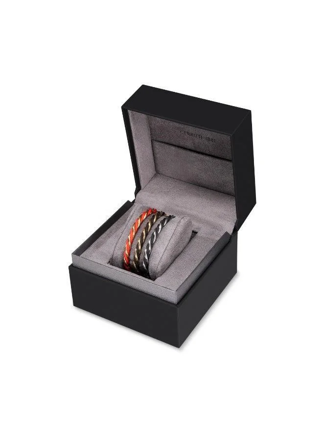 CERRUTI 1881 Giulia Twisted Cable Stainless Steel Bangles Gift Set for Women, Set of 3