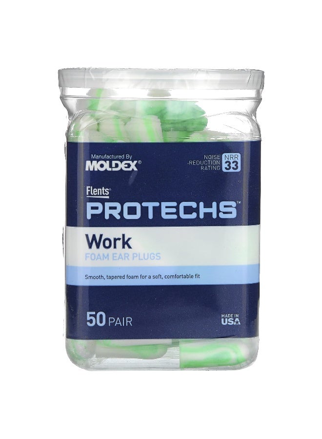 Flents, Protechs, Foam Ear Plugs, Work, 50 Pair (Packaging may vary) - Image 1